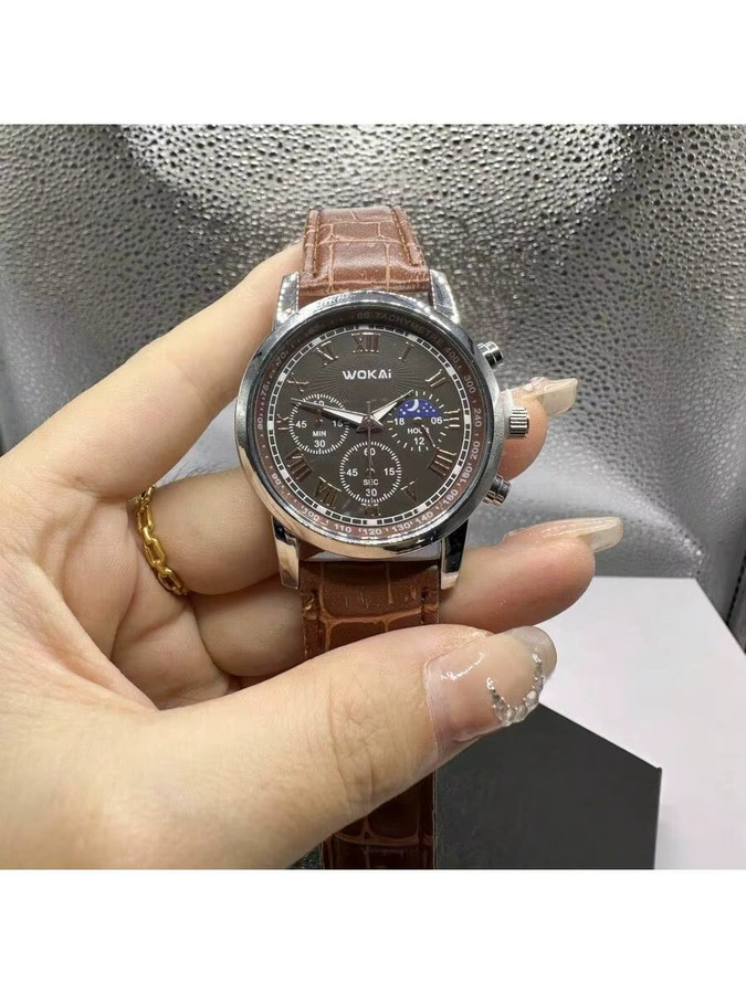 Wokai Armbanduhr, Quarz, Analoguhr, Schwarz, Leder, Herren - Bild 4