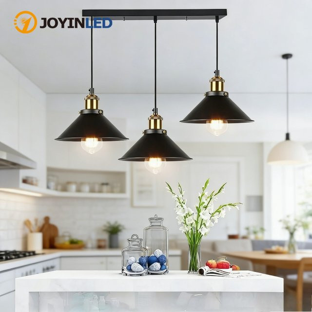 JOYINLED Nordic Industrie LED Pendelleuchte in Schwarz aus Metall für Schlafzimmer, Esszimmer und Küche - Bild 1