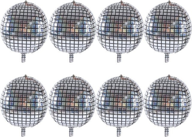 8 Stück Igeteck 4D Silberfolienballons in Grau für Geburtstagsfeiern und Partys mit glänzender Metall-Oberfläche - Bild 1
