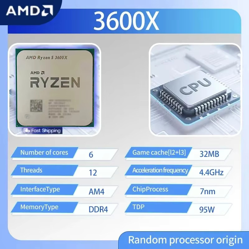 AMD Ryzen 5 3600X Prozessor mit 3,8 GHz, Sechskern-Zwölfthread-CPU, Sockel AM4, 95W, Silber - Bild 2