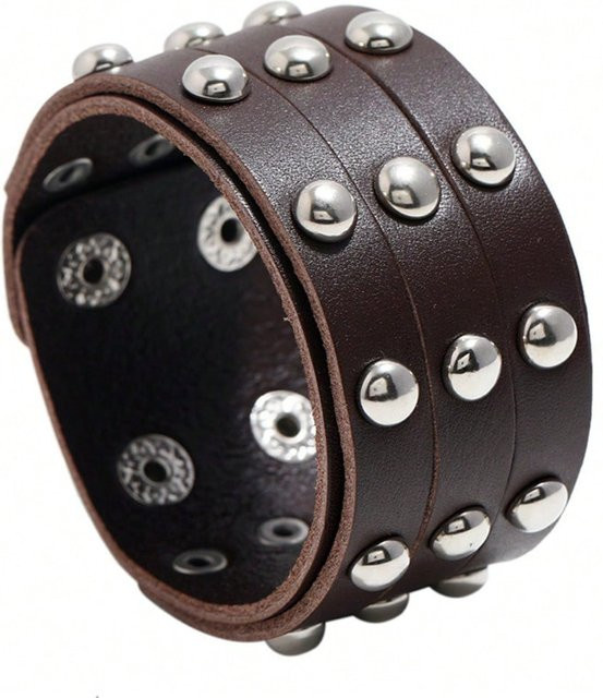MTMA Armband, Leder, braun, Drei Reihen Nieten, Herren - Bild 1