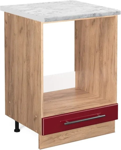 Vicco Herdumbauschrank Fame-Line Bordeaux Hochglanz in Eiche und Goldkraft, Wandmontage, B/T/H: 60 x 60 x 82 cm - Bild 1