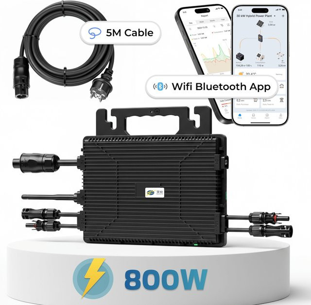 Astro Energy Mikro-Wechselrichter TM-L800Mi 800 W in Schwarz für Balkonkraftwerke mit 2 MPPT, IP67 wetterfest, Bluetooth & WIFI und 5 m Anschlusskabel - Bild 1