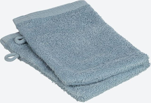 2er-Pack Premium Frottee-Waschhandschuhe aus Baumwolle in Blau, B/H: 16 x 21 cm - Bild 1