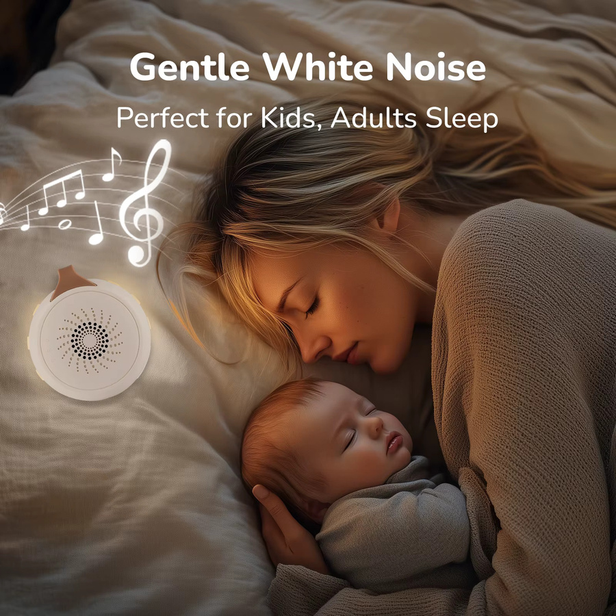 ZUNIQO Baby White Noise Maschine mit Schrei-Erkennung in Weiß, tragbare Schlafhilfe für Neugeborene mit 8 Geräuschen und USB-Wiederaufladung - Bild 3
