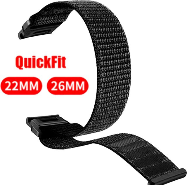 Uhrenarmband Nylon, Schwarz, Unisex, 22 mm, 26 mm - Bild 1