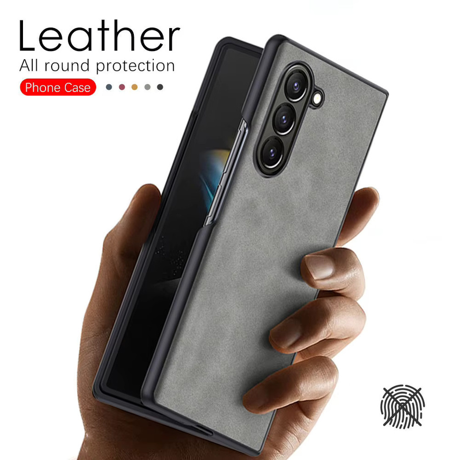 Business Lederhülle für Samsung Galaxy Z Fold 3 4 5 6 7 5G mit harter PC-Rückseite in Blau - Bild 6