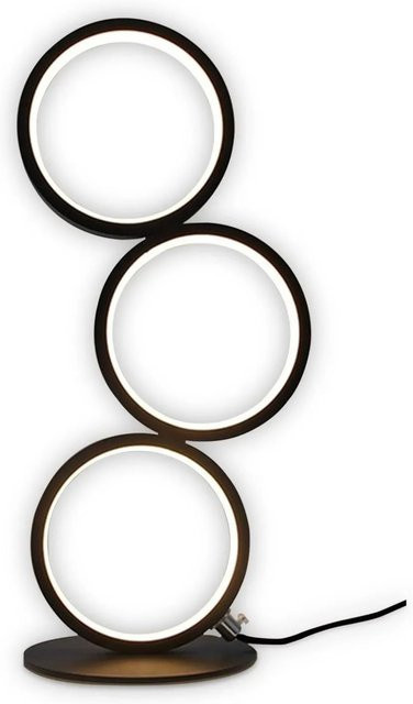 NETTLIFE LED Tischlampe Schwarz Dimmbare Nachtlampe mit Touch-Funktion aus Metall und Aluminium in Ring-Design - Bild 1