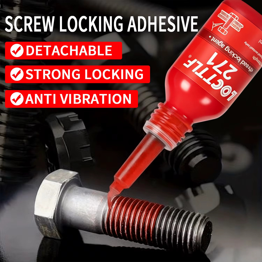 LocTTLF Gewindesicherungsklebstoff 243-271 Rot, Anaerober Anti-Vibrations-Schutz für Schrauben und Muttern - Bild 2