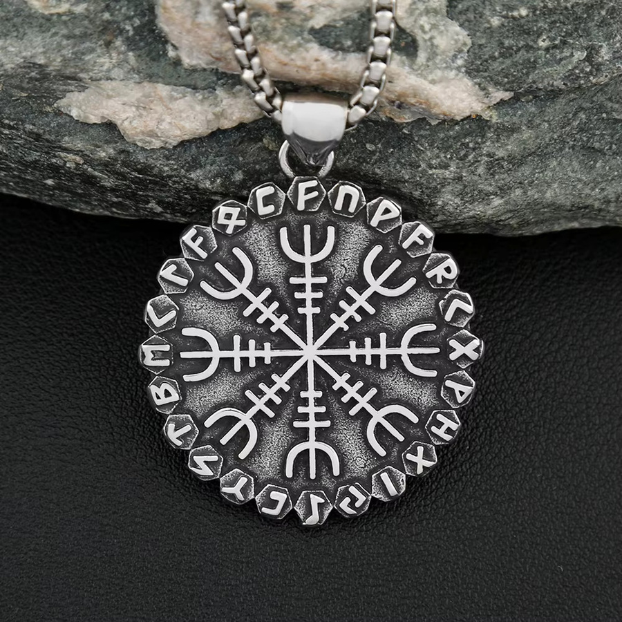 NORTHMAN Halskette, Vegvisir Anhänger, Edelstahl, Herren - Bild 1