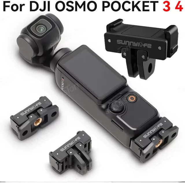 DJI OSMO Pocket 4 und Pocket 3 Schnellverschluss-Montageadapter mit faltbarer Verlängerungshalterung und Stativadapter in Schwarz - Bild 1
