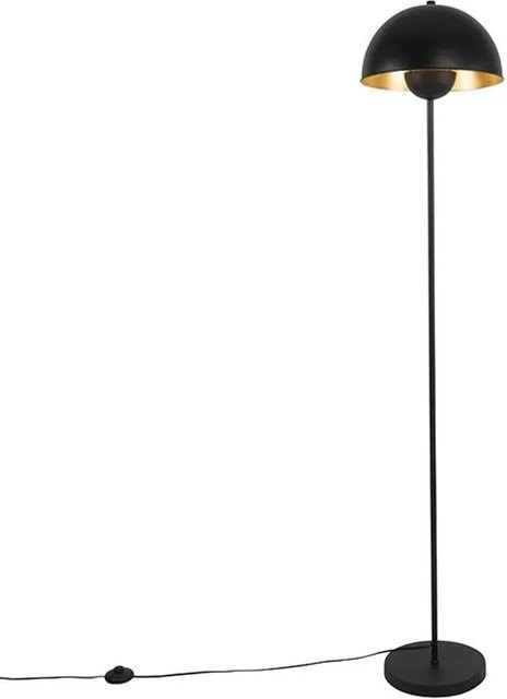QAZQA Magnax Industrielle Stehlampe aus Stahl in Schwarz und Gold, dimmbar, Höhe: 160 cm - Bild 1