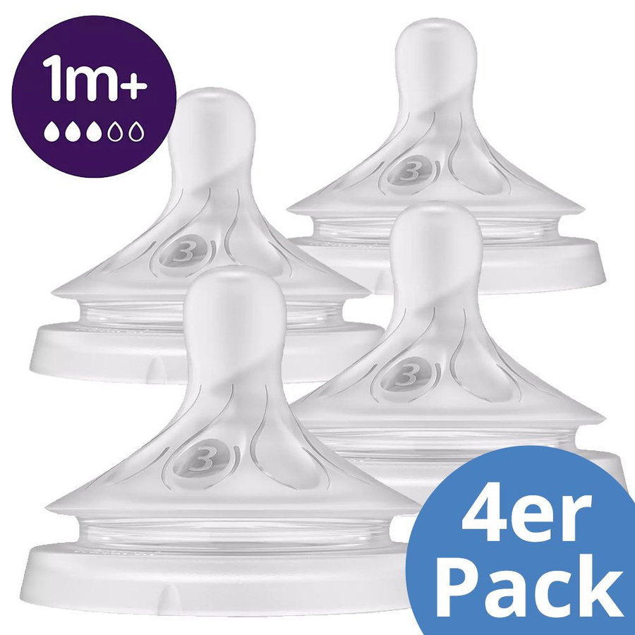 Philips Avent Natural Response Trinksauger 4er Pack aus Silikon, Stufe 3, Transparent - Bild 1