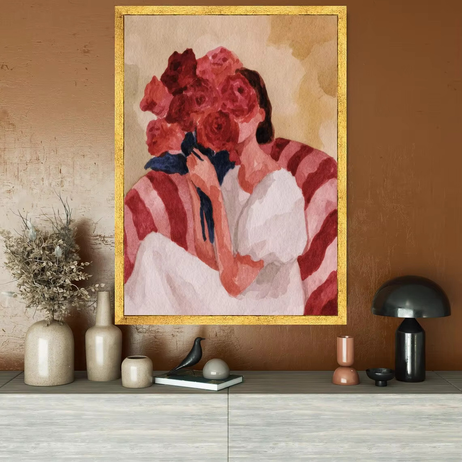 Minimalistisches Leinwandbild von SHENCHEN mit Blumen-Porträt in Mehrfarben - Bild 2