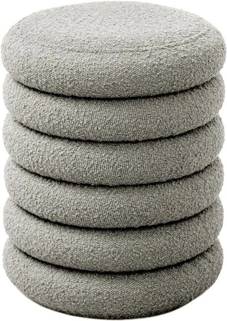 Svita Blossom XS Sitzhocker mit Stauraum als Ottomane in Hellgrau mit Bouclé-Polsterung, B/T/H: 40 x 40 x 43 cm - Bild 1