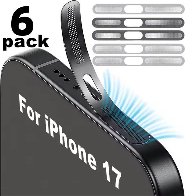 Staubdichter Metall-Netz-Aufkleber für Apple iPhone 17 Pro und iPhone 17 Pro Max, Lautsprecher-Schutz Mesh in Silber - Bild 1