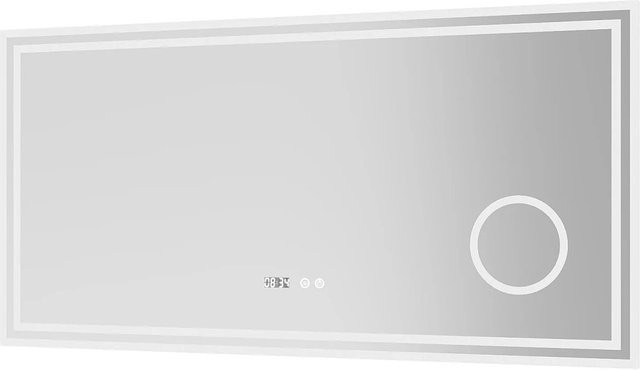 Aquabatos LED Badspiegel mit Digitaluhr und Antibeschlag-Funktion, dimmbar, Rechteckig, B: 120 cm, H: 60 cm - Bild 1