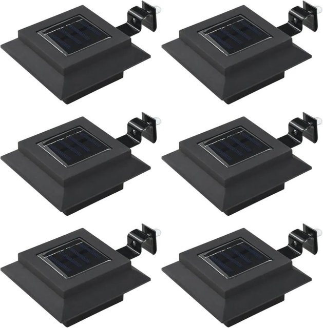 vidaXL Solar-Outdoor-LED-Leuchten Set, 6 Stück, quadratisch, Schwarz, mit Dämmerungssensor, B/T/H: 12 x 12 x 6,5 cm - Bild 1