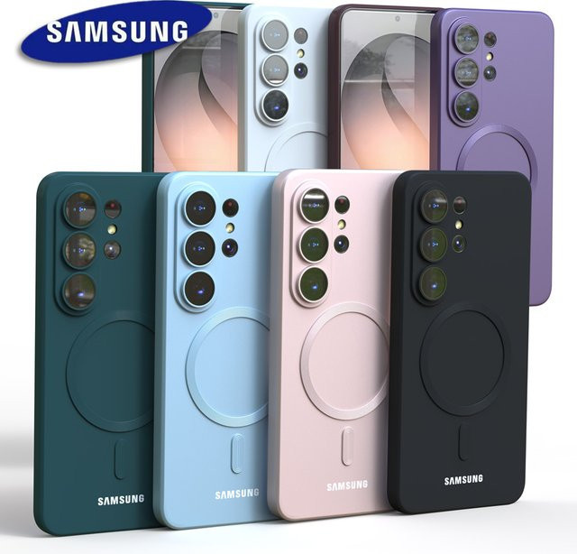 Magnetische Silikon Schutzhülle für Samsung Galaxy S26 S25 S24 S23 Ultra Plus FE A56 A55 A54 mit MagSafe Funktion in Schwarz - Bild 1