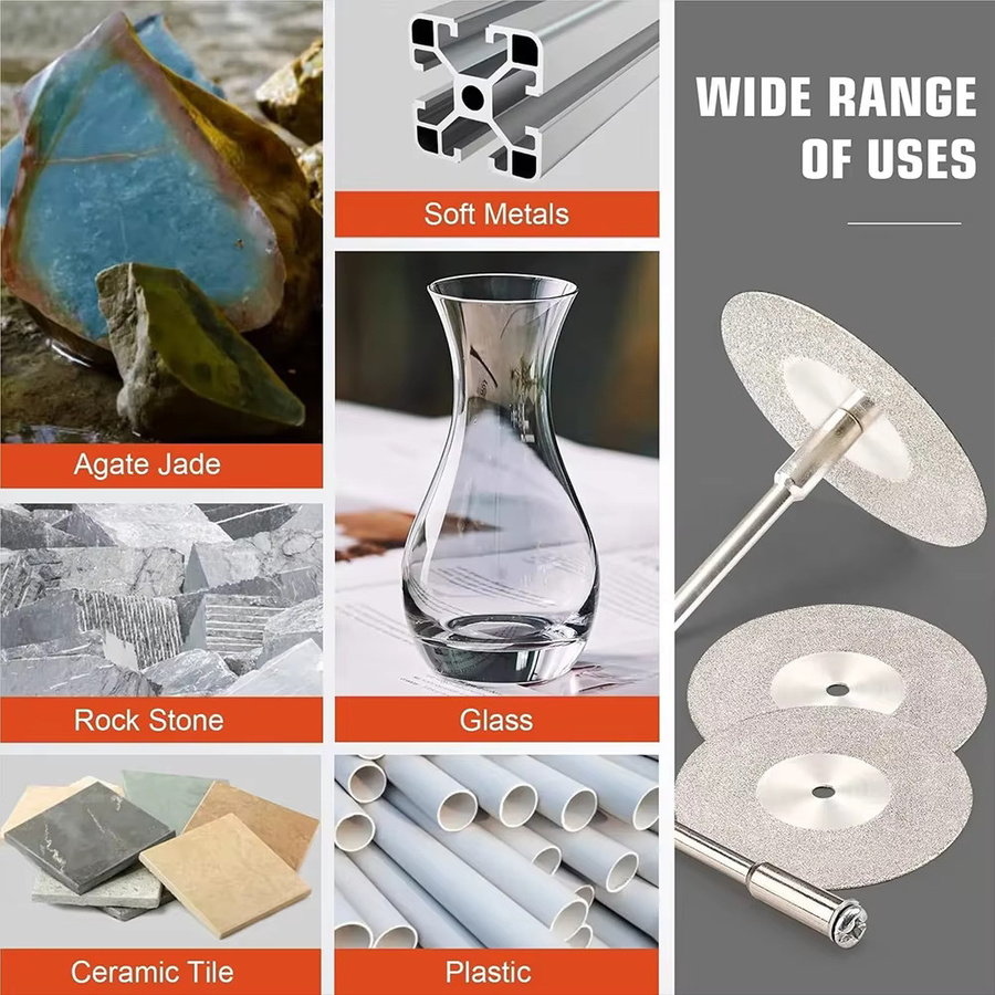 XMSJ Diamant-Trennscheiben Set für Dremel-Bohrer, 10 Stück Kreissägeblätter zum Schneiden von Glas und Jade, Durchmesser: 30 mm, 40 mm, 50 mm, Farbe: Silber - Bild 4