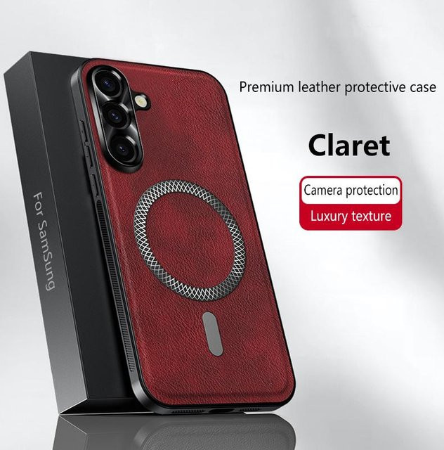 Retro Leder Magnetische Handyhülle für Samsung Galaxy A16 A25 A34 A52 A53 A54 A55 5G mit Metall Kamera Schutz und stoßfestem Design in Claret Rot - Bild 1