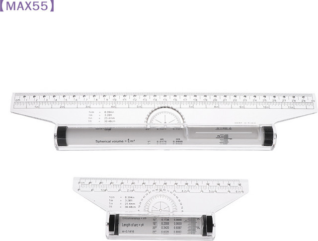 JTZTF Multifunktionales Winkellineal MAX-55 Transparentes Metrisches Rolllineal aus Kunststoff, Breite: 30 cm, Höhe: 15 cm - Bild 1