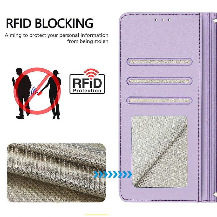 Leder Brieftasche Klapphülle mit Riemen für Xiaomi Redmi Note 13 Pro 5G, Mi 14, 13T und POCO C65 in Lila - Bild 1