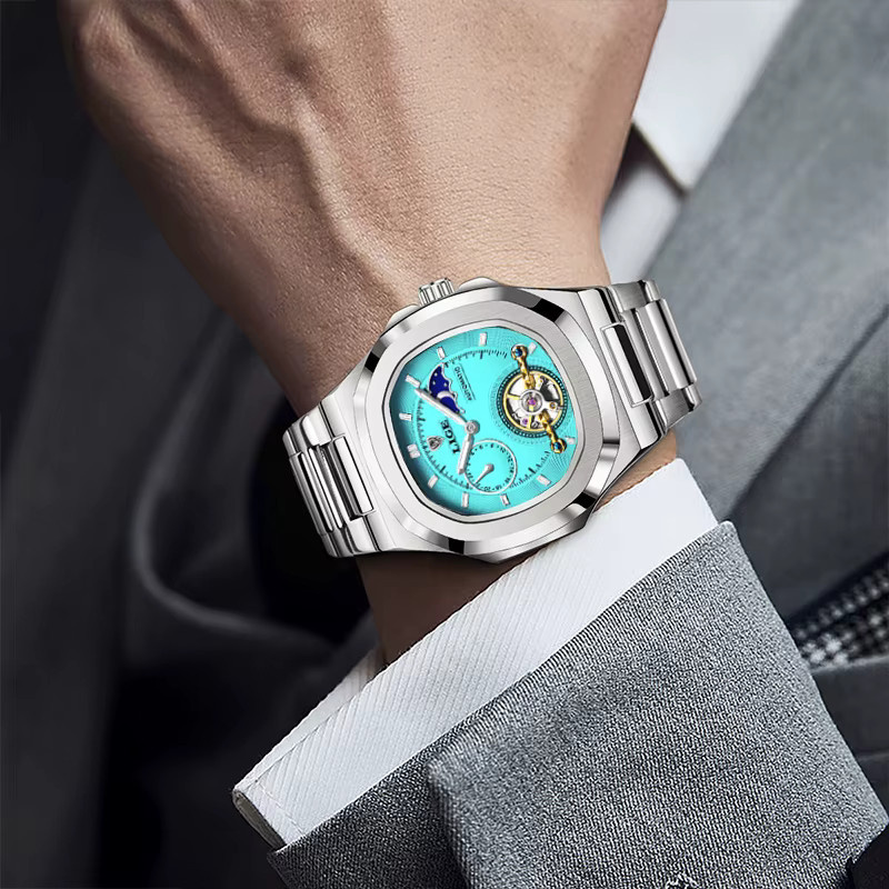 LIGE Armbanduhr Automatik, Edelstahl, Blau, Herren - Bild 6