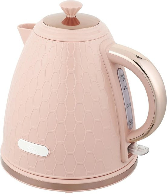 HOMCOM Elektrischer Wasserkocher in Hellrosa mit 1,7 l Fassungsvermögen, B/T/H: 19,5 x 24,2 x 23,4 cm - Bild 1