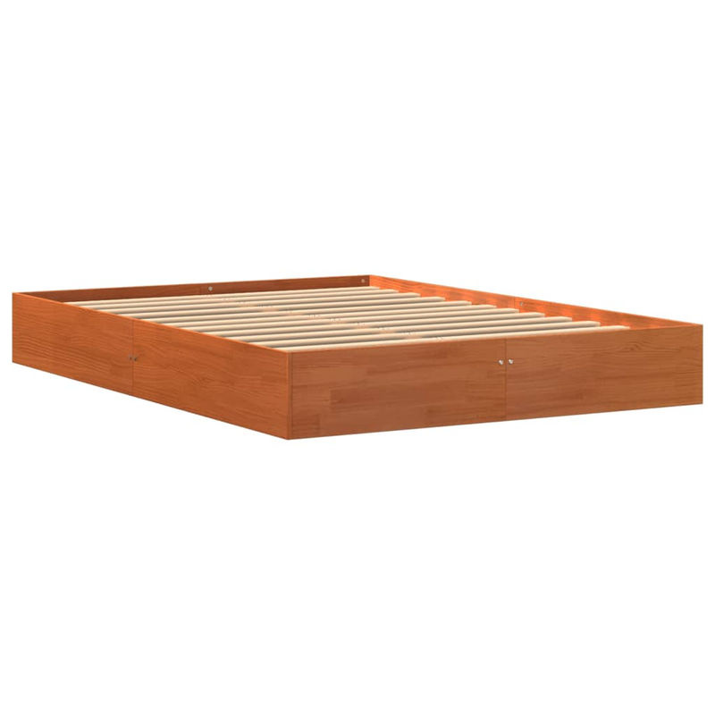 vidaXL Massivholzbett aus Kiefernholz in Wachsbraun, rustikales Bett ohne Matratze, B/T/H: 122,5 x 193,0 x 23,0 cm - Bild 2