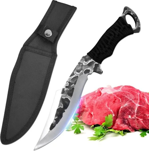 GuanQi Handgeschmiedetes Hackmesser in Silber für Fleisch und Gemüse mit Schutzhülle - Bild 1