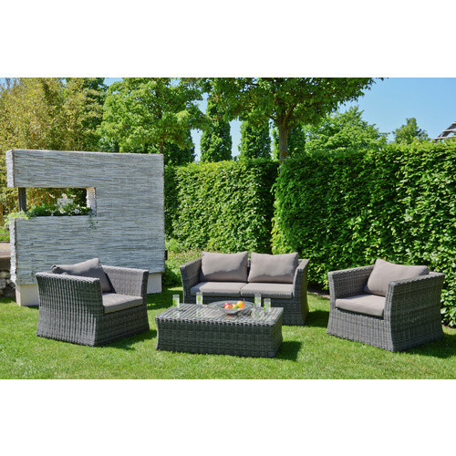 Garden Pleasure Loungegruppe Avila 4-tlg. in Grau und Beige aus Aluminium und Kunststoffgeflecht - Bild 3