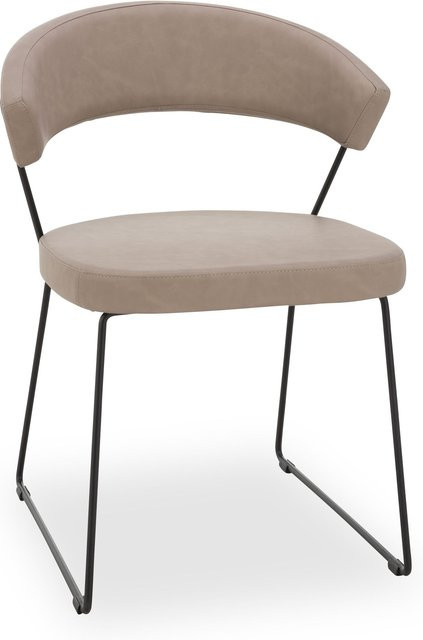 Polsterstuhl New YORK CB/1022 Calligaris in Schwarz und Gelb mit Freischwinger-Gestell - Bild 1