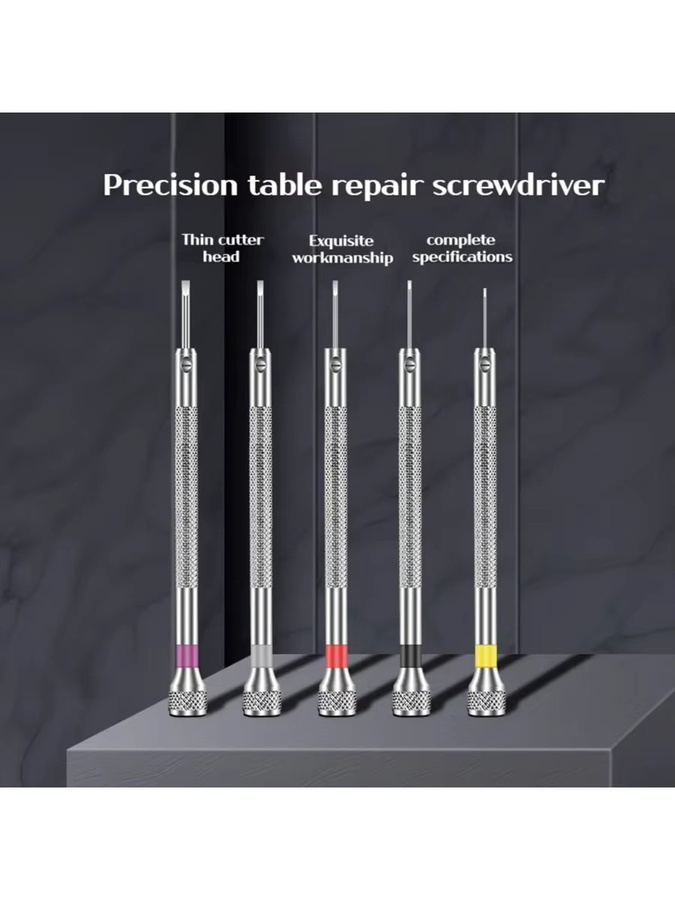 Präzisions-Schraubendreher Set für Uhrenreparaturen in Silber, Mini-Schlitzschraubendreher für Präzisionsinstrumente, 0,8–1,6 mm - Bild 4