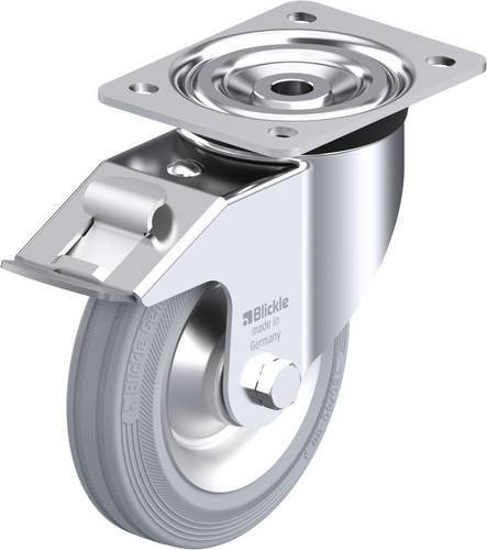 Blickle Lenkrolle 61804 L-V 162R-FI-SG mit Feststeller in Silber/Grau, Rad-Durchmesser: 160 mm, Tragfähigkeit: 135 kg - Bild 1