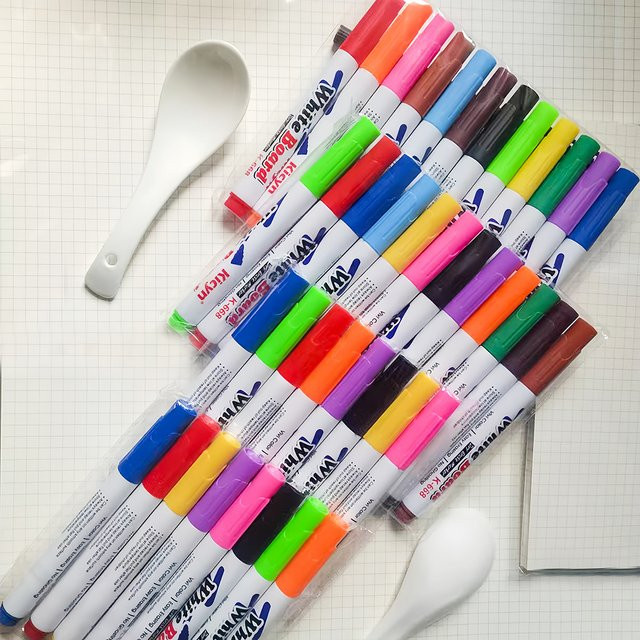 Bunte schwimmende Whiteboard-Marker aus Kunststoff im Set mit Pinselset für Schule und Kunst - Bild 1