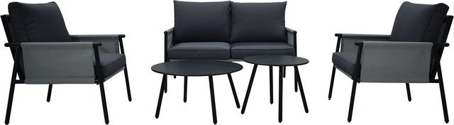QUADRATO OUTDOOR Loungeset 5-teilig aus witterungsbeständigem Material in Schwarz und Grau - Bild 1