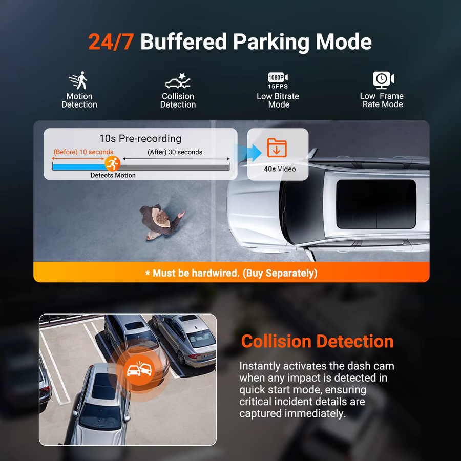 Vantrue N4S DashCam 3-Kanal mit WiFi und GPS, STARVIS 2, 2,7K + 1440P + 1440 wasserdichte Rückfahrkamera, HDR, IR Nachtsicht und 24h Parkmodus, Schwarz - Bild 5