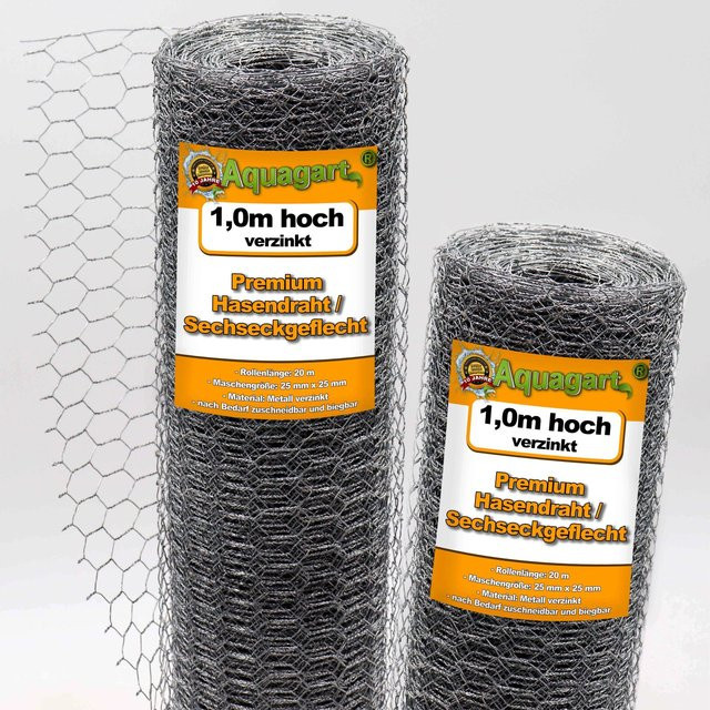 Aquagart Sechseckgeflecht Zaun als Kaninchendraht und Hasengitter, verzinkt, Höhe: 100 cm, Länge: 120 m, Maschenweite: 25 mm - Bild 2