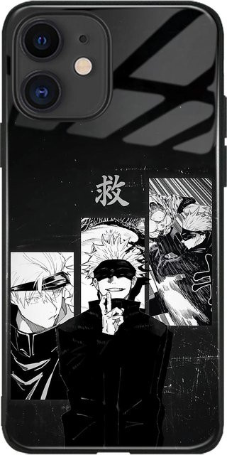 Glänzende Smartphone Schutzhülle Jujutsu Kaisen Gojo Satoru und Geto Anime Design für iPhone und Samsung in Schwarz - Bild 1