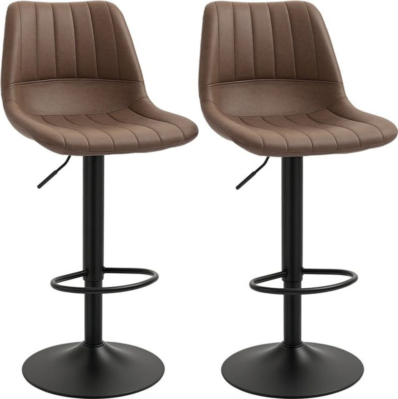 2er Set HOMCOM Barhocker aus Kunstleder in Braun mit Stahlgestell und 360 Grad Drehsitz im Vintage-Chic - Bild 3