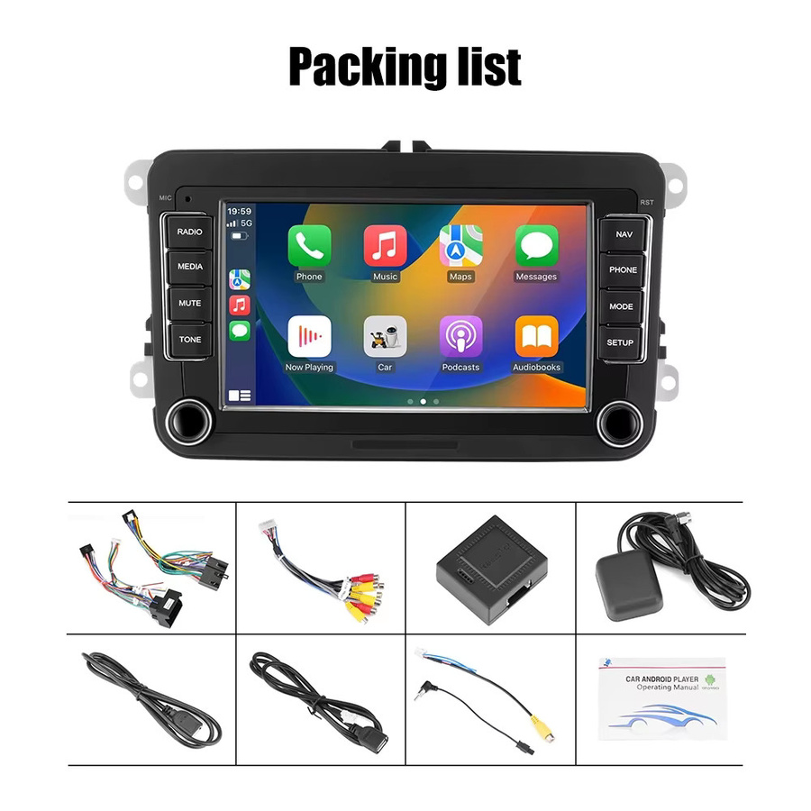 Gearelec 2 DIN Android Autoradio Multimedia-Player mit GPS und WLAN für VW Volkswagen Skoda Octavia Golf 5 6 Touran Passat B6 Polo Jetta in Schwarz - Bild 5