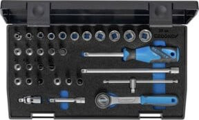 Gedore Steckschlüssel-Satz 20 IMU-3 1/4 Zoll, 32-teilig, 6-kant IN-IS-PH-PZ aus Chrom-Vanadium - Bild 1