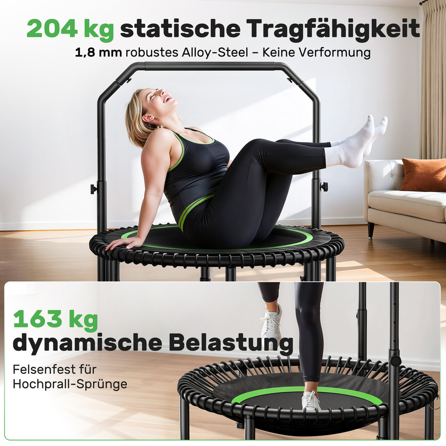 BCAN Rebounder-Trampolin für Erwachsene, 102 cm, mit Bungee-Seilen, verstellbarem Griff - Bild 2
