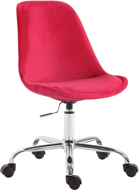 TPFLiving Bürostuhl Toulon aus Samt in Rot mit Rollen für Home-Office und moderne Gestaltung, B/T/H: 48,0 x 54,0 x 91,0 cm - Bild 1