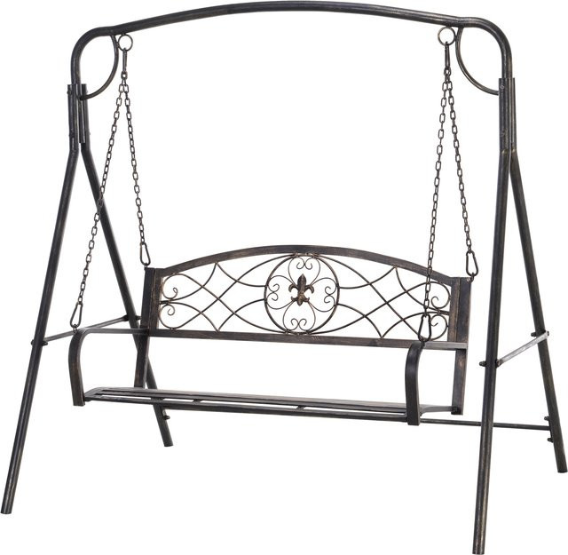 Outsunny Hollywoodschaukel für 2 Personen aus Metall in Bronze und Schwarz, B/T/H: 167 x 123 x 175 cm - Bild 1