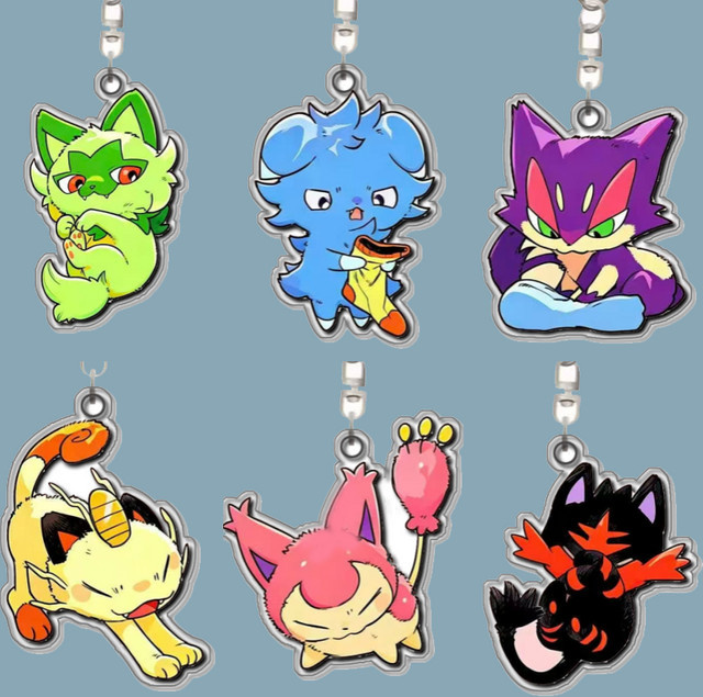 Keeppley Pokémon Sprigatito Espurr Purrloin Meowth Skitty Litten Glameow, Schlüsselanhänger - Bild 1