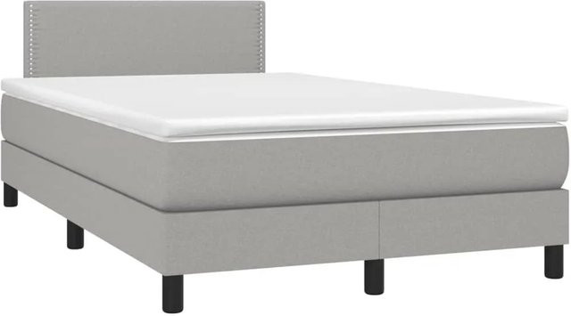 vidaXL Boxspringbett mit Matratze Hybrid-Design in Hellgrau und Weiß, B/T/H: 190 x 120 x 78 cm - Bild 1