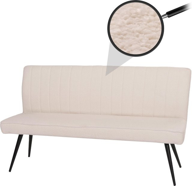 MCW Sitzbank K16 mit Rückenlehne aus Bouclé Stoff und Metallgestell in Beige, Breite: 160 cm, Höhe: 90 cm, Tiefe: 60 cm - Bild 1