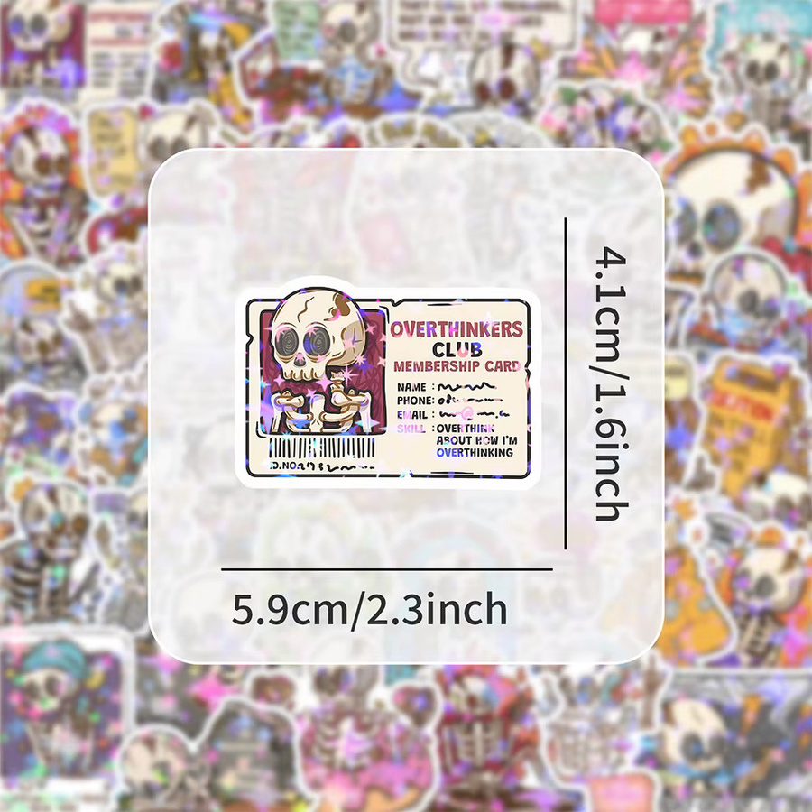 Rspctou Kawaii Laser-Style Skelett-Aufkleber, Sticker, 10-teiliges Set - Bild 2